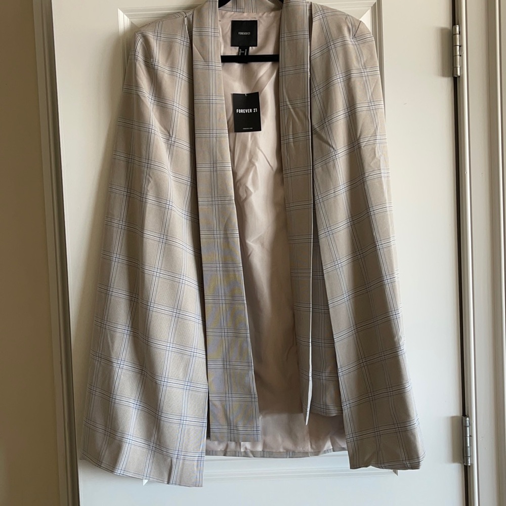 FOREVER 21: Plaid Blazer W Cape